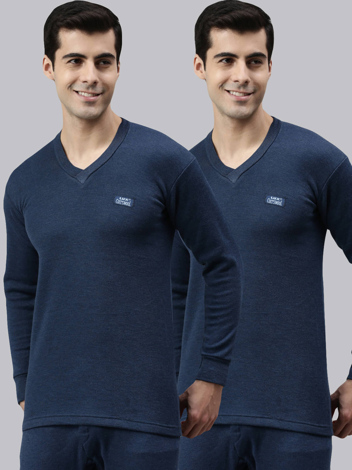 Lux Cottswool Pack of 2 Cotton Blend Thermal Tops For Men's ( Blue )
