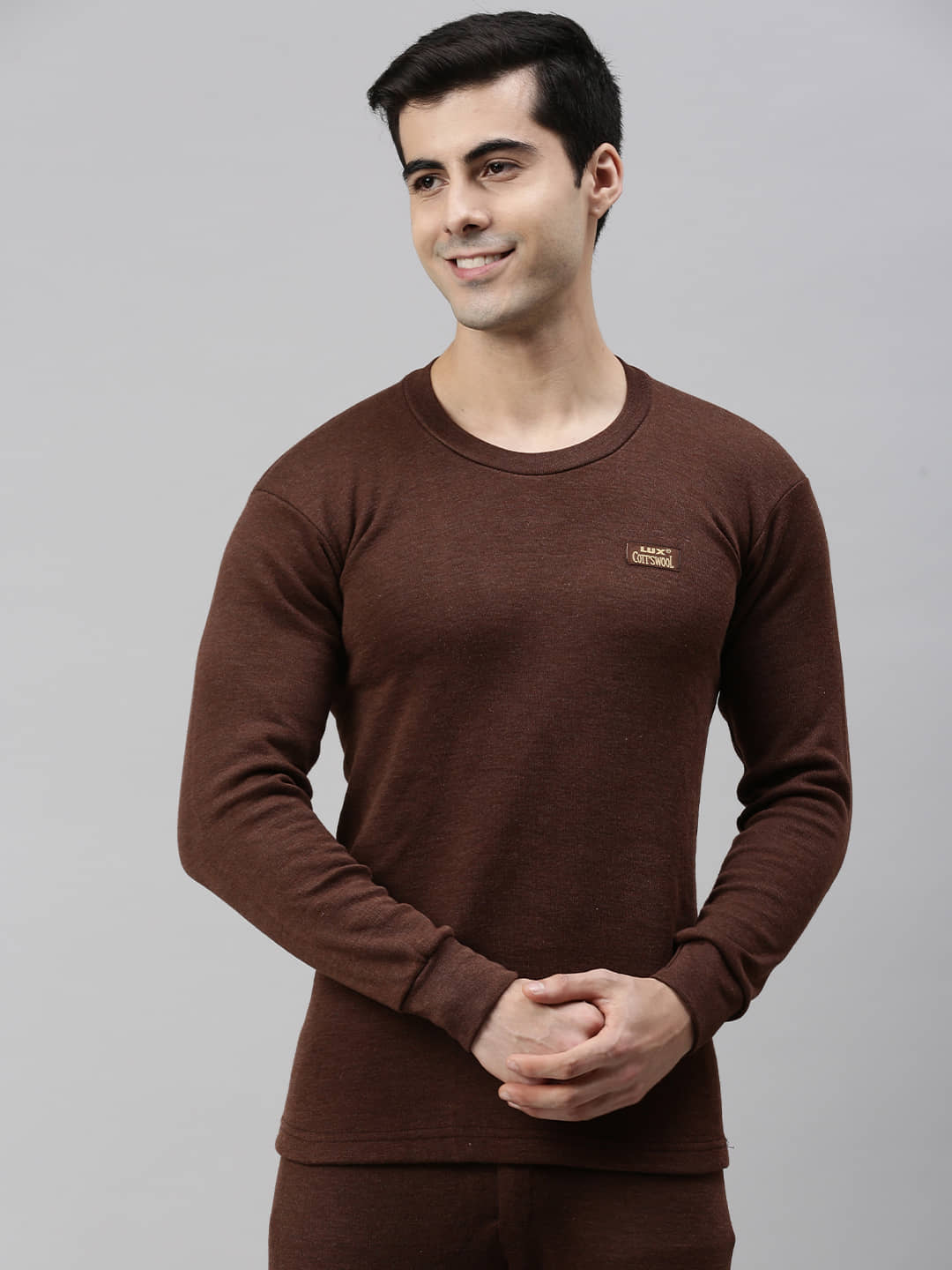 Lux Cottswool Pack of 1 Cotton Blend Thermal Tops For Men's ( Brown )