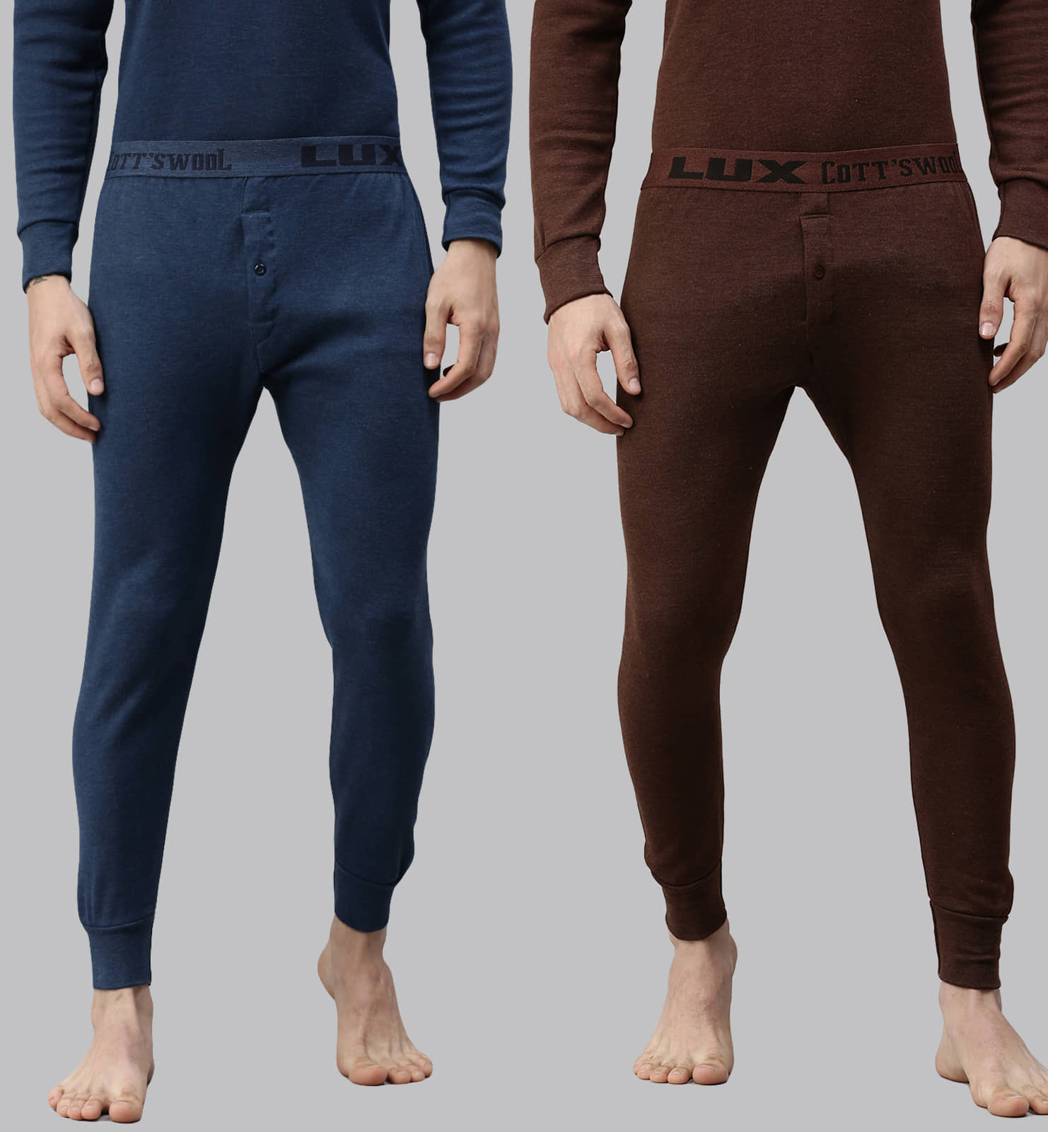 Lux Cottswool Pack of 2 Cotton Blend Thermal Bottoms For Men's ( Multicolor )