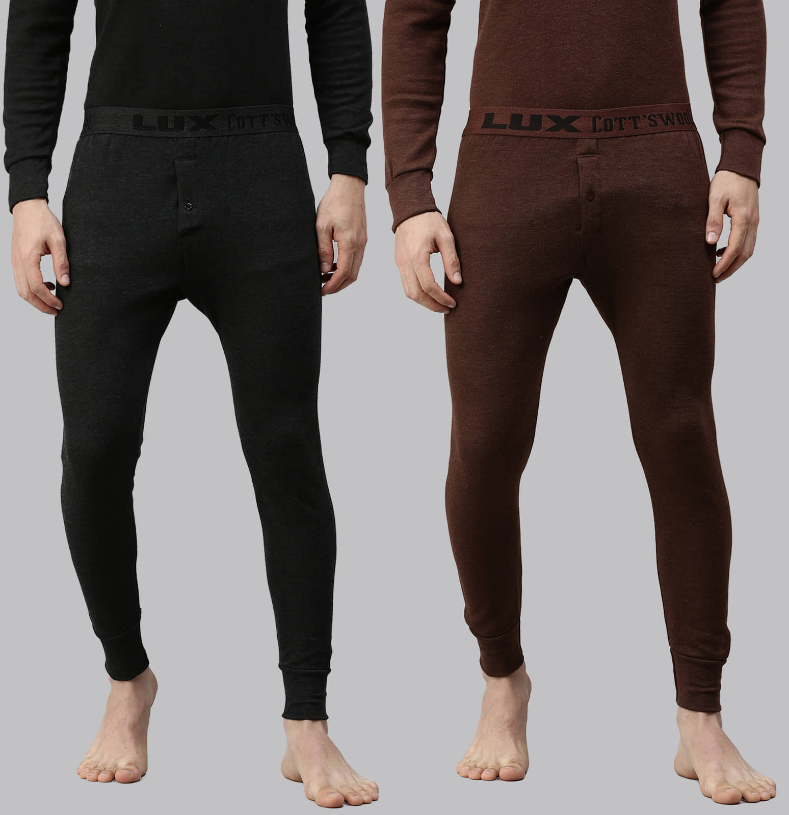 Lux Cottswool Pack of 2 Cotton Blend Thermal Bottoms For Men's ( Multicolor )