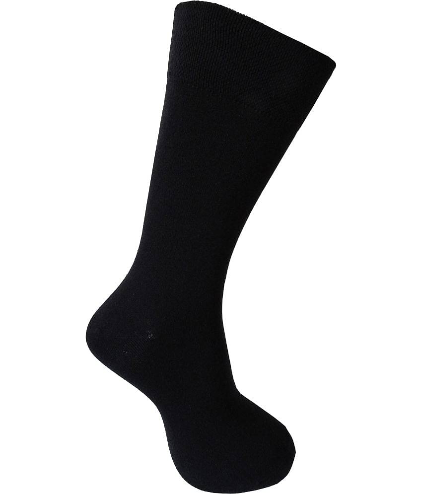 RC. ROYAL CLASS - Cotton Men's Solid Black Mid Length Socks ( Pack of 3 )