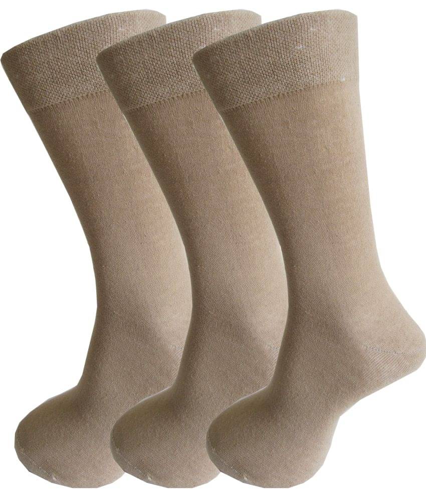     			RC. ROYAL CLASS - Cotton Men's Self Design Beige Mid Length Socks ( Pack of 3 )