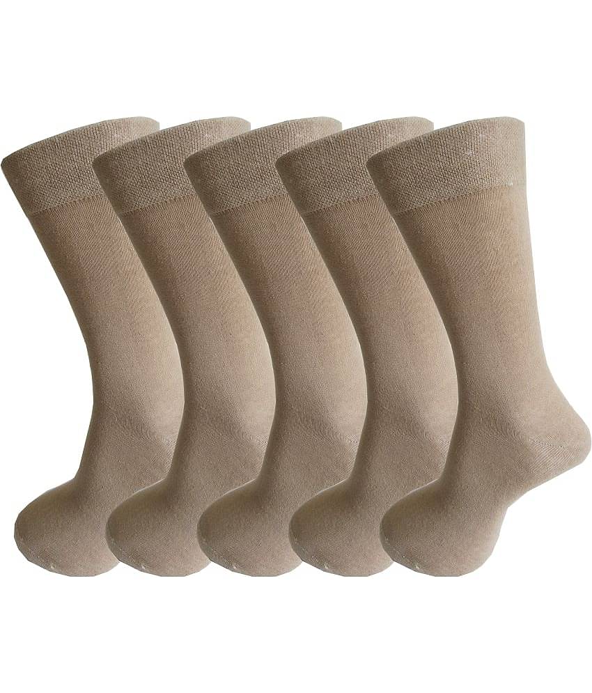 RC. ROYAL CLASS - Cotton Men's Solid Beige Mid Length Socks ( Pack of 5 )