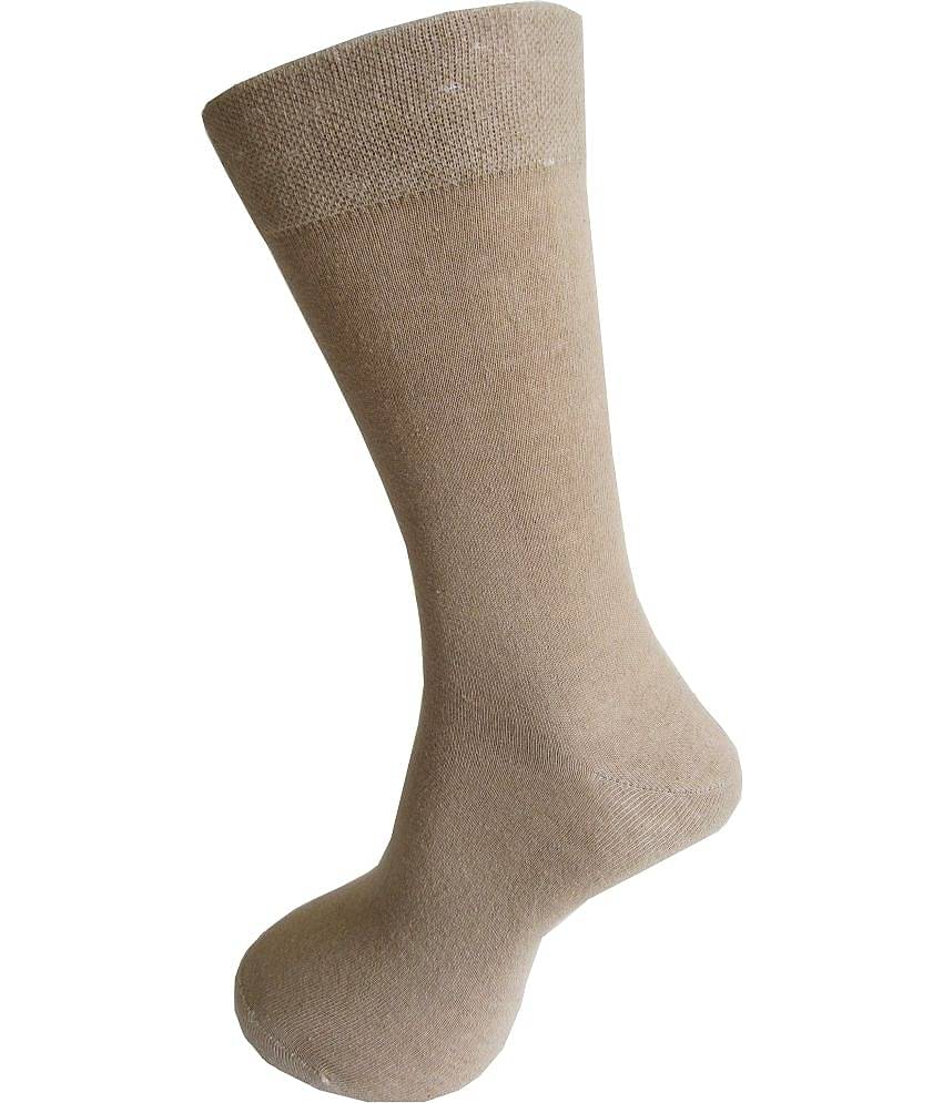 RC. ROYAL CLASS - Cotton Men's Solid Beige Mid Length Socks ( Pack of 5 )