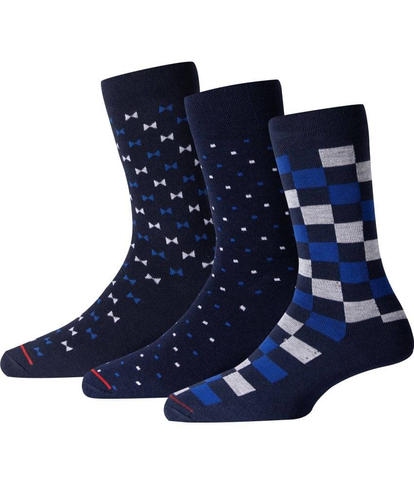     			RC. ROYAL CLASS - Cotton Men's Self Design Blue Mid Length Socks ( Pack of 3 )