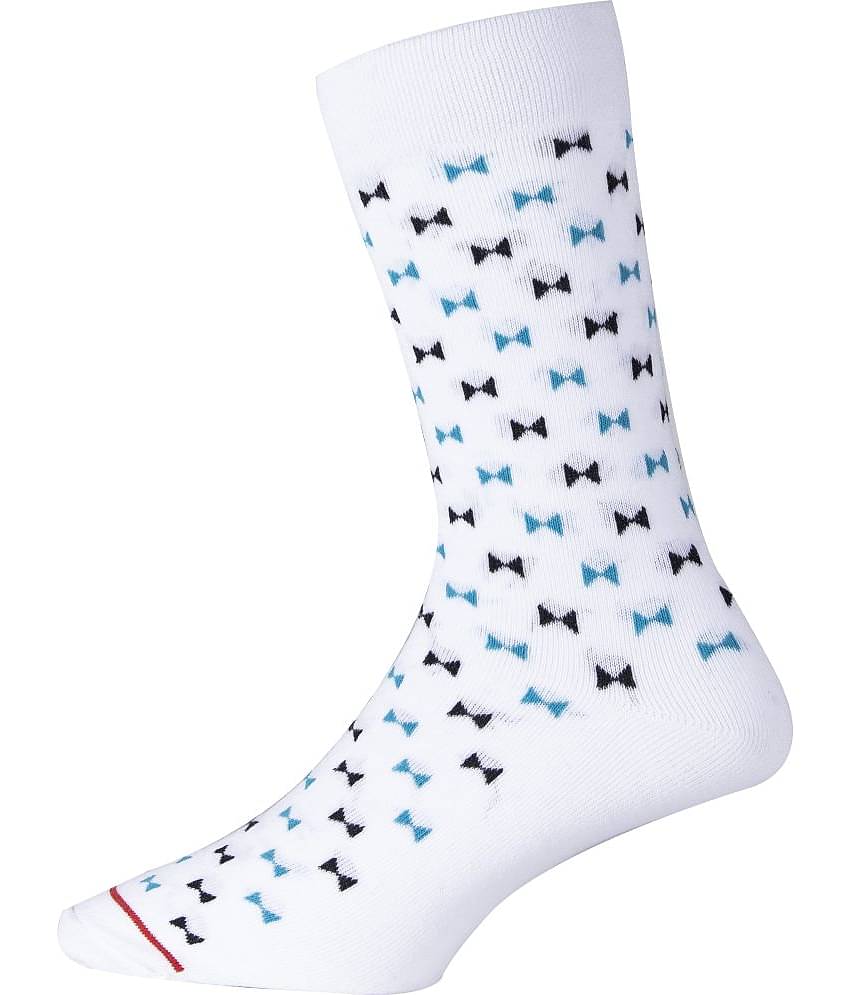 RC. ROYAL CLASS - Cotton Men's Printed White Mid Length Socks ( Pack of 3 )