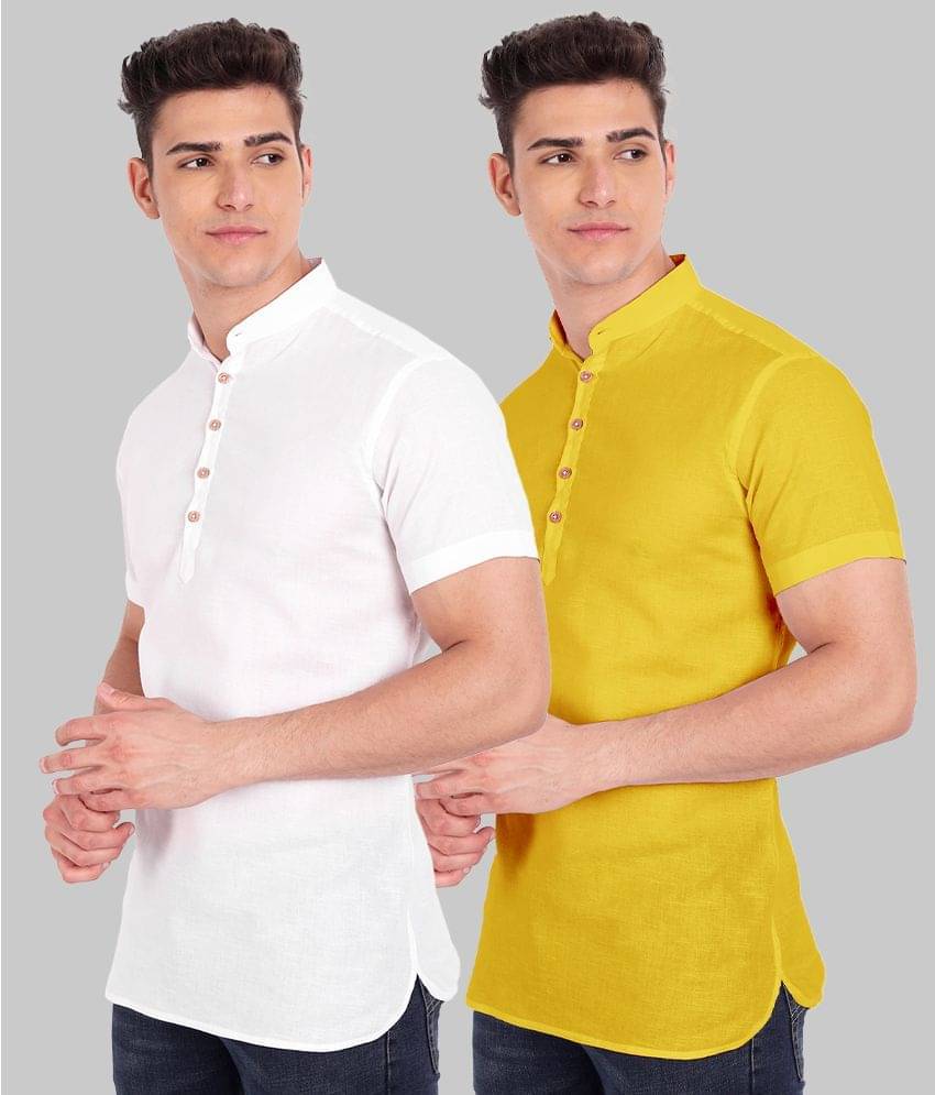 Vida Loca - Yellow 100% Cotton Slim Fit Men's Casual Shirt ( Pack of 2 ) Vida Loca - Yellow 100% Cotton Slim Fit Men's Casual Shirt ( Pack of 2 )