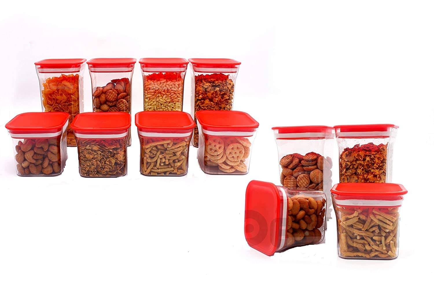 Analog kitchenware - Polyproplene Red Food Container ( Set of 12 - 1100 ) Analog kitchenware - Polyproplene Red Food Container ( Set of 12 - 1100 )