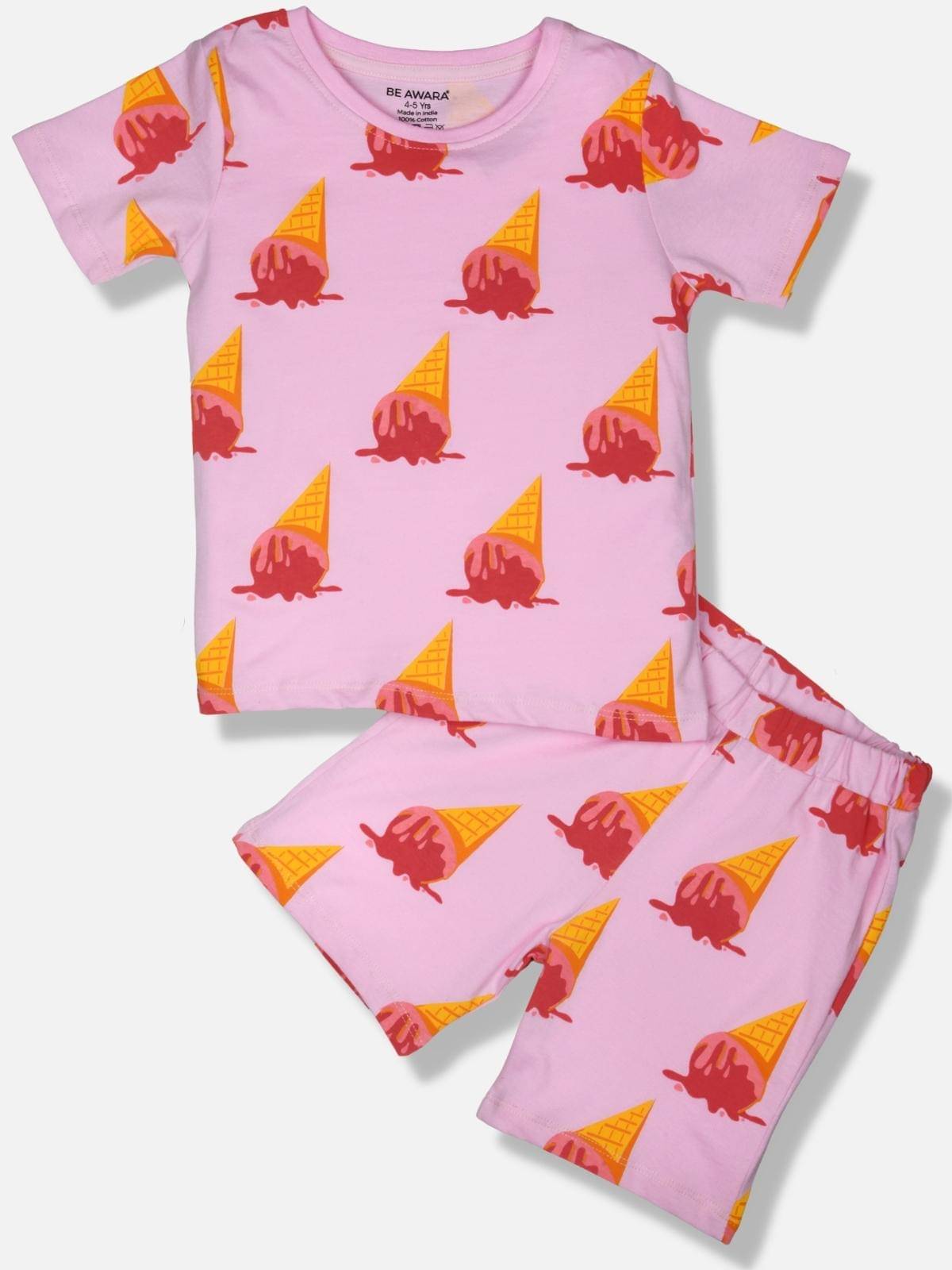     			Be Awara Pack of 1 Unisex for Baby Cotton T-Shirt & Shorts ( Pink )