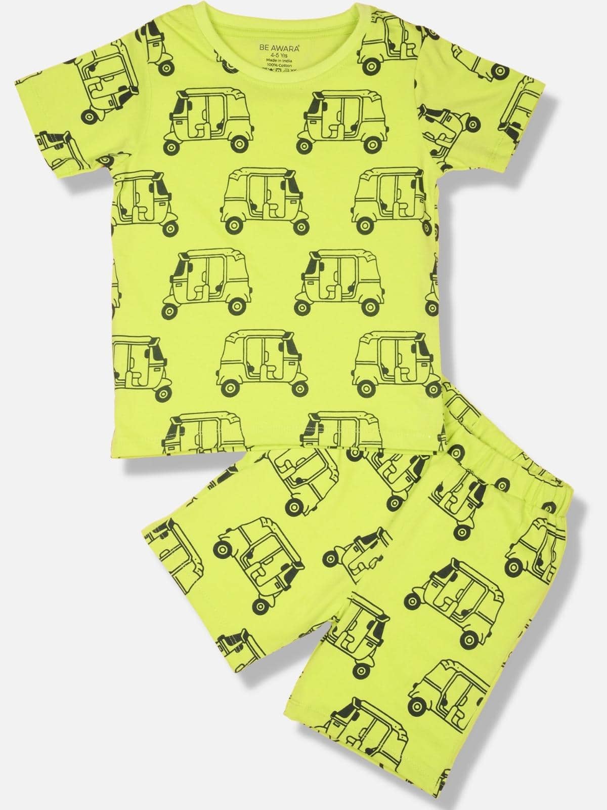Be Awara Pack of 1 Unisex for Baby Cotton T-Shirt & Shorts ( Yellow )