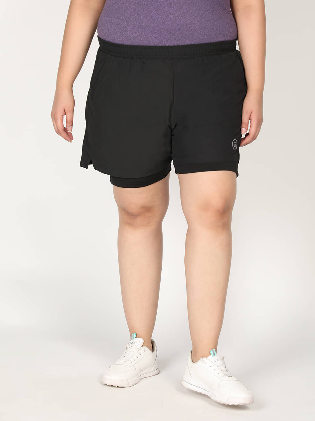     			Chkokko Black Polyester Solid Shorts - Single