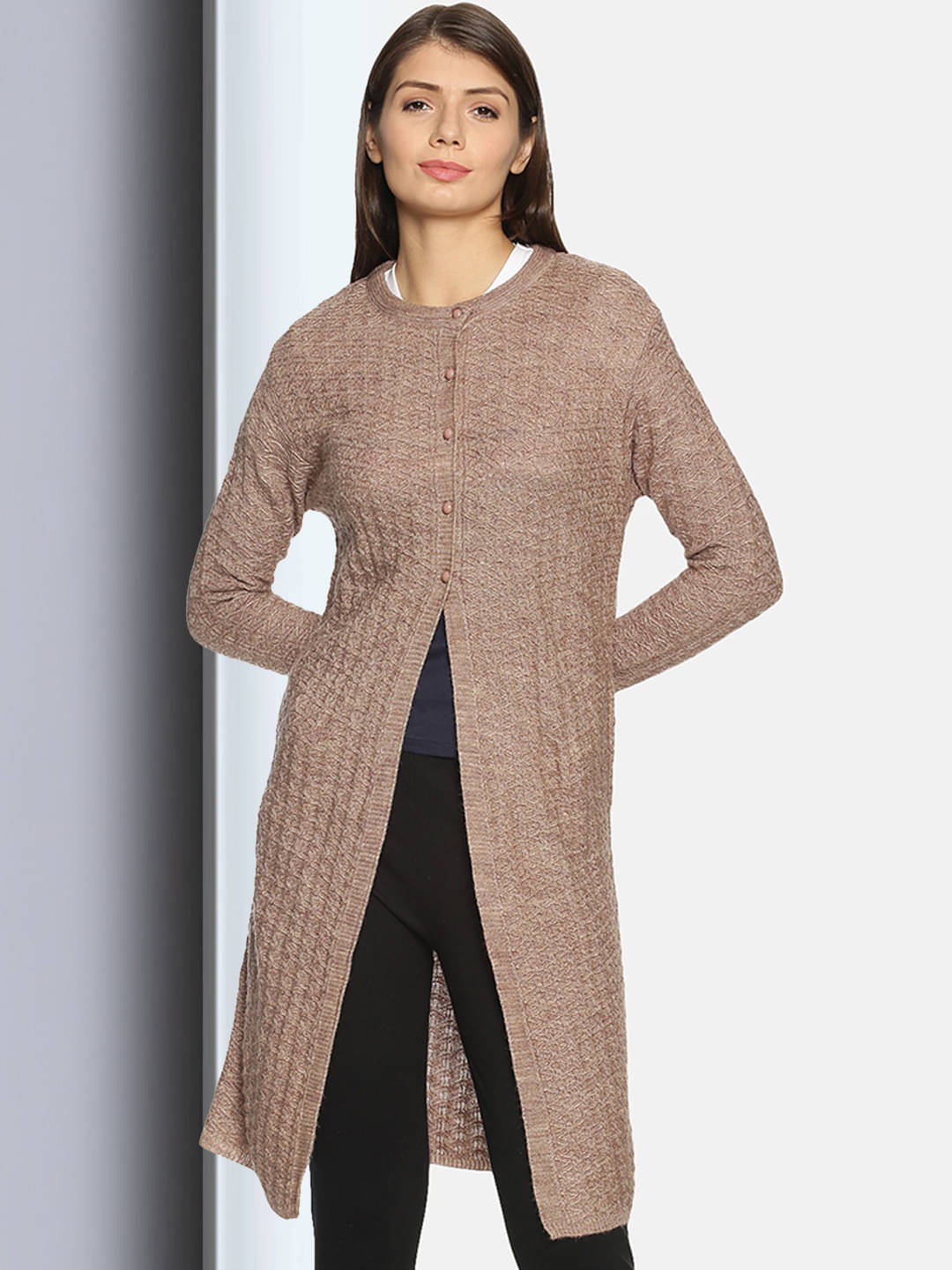     			Clapton Acro Wool Beige Buttoned Cardigans -