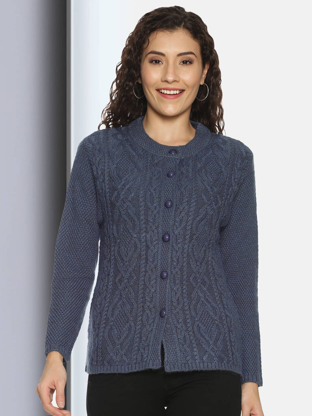 Clapton Acro Wool Blue Buttoned Cardigans - Clapton Acro Wool Blue Buttoned Cardigans -
