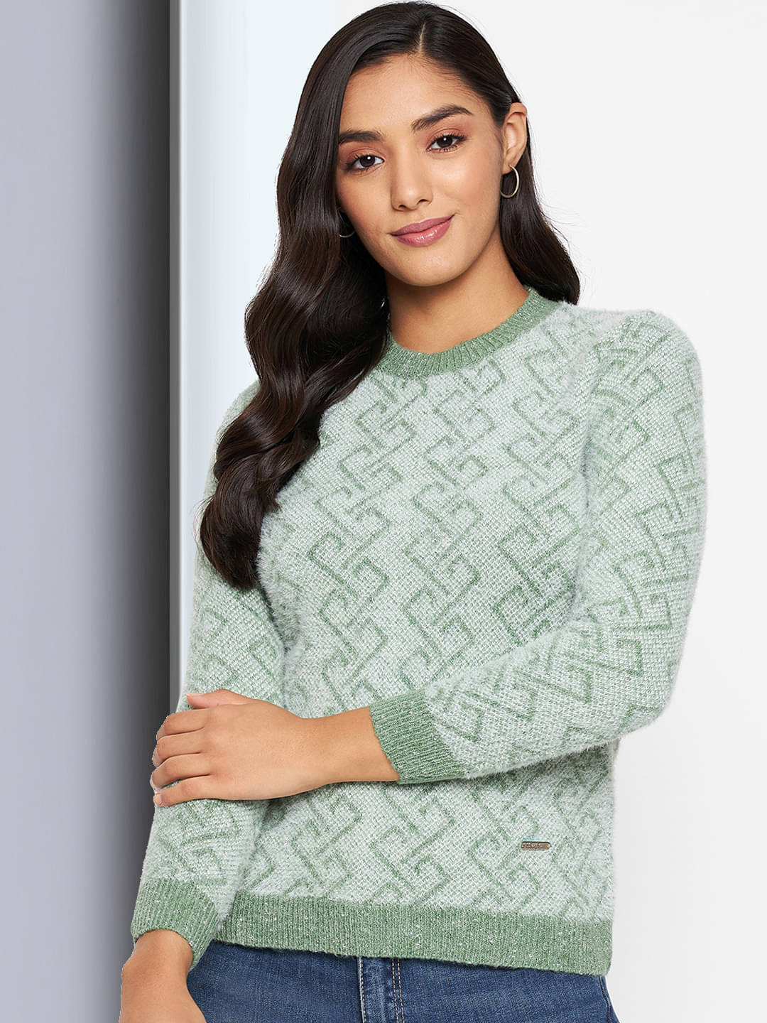Clapton Acro Wool Green Pullovers -     			Clapton Acro Wool Green Pullovers -