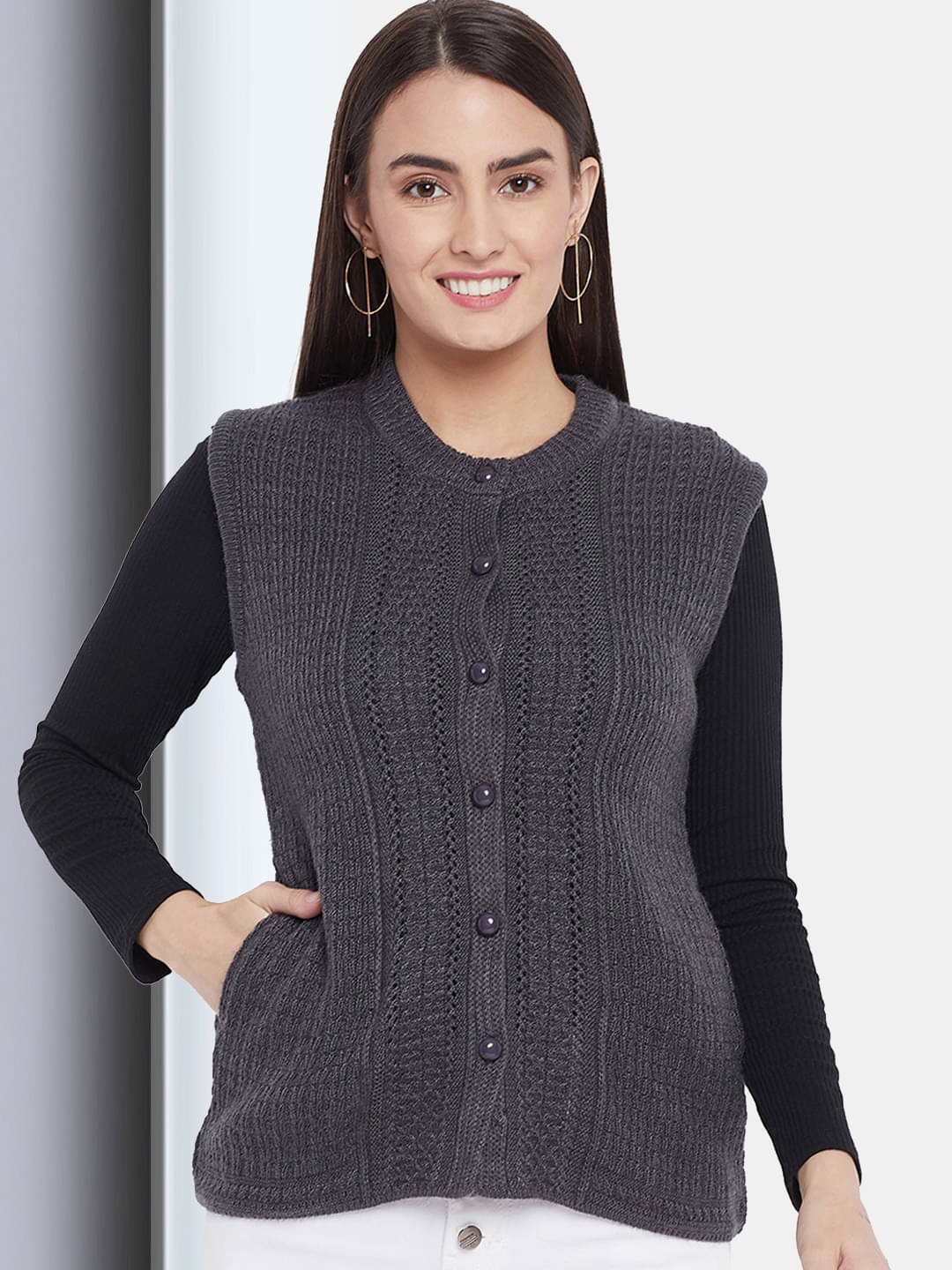 Clapton Acro Wool Grey Buttoned Cardigans - Clapton Acro Wool Grey Buttoned Cardigans -