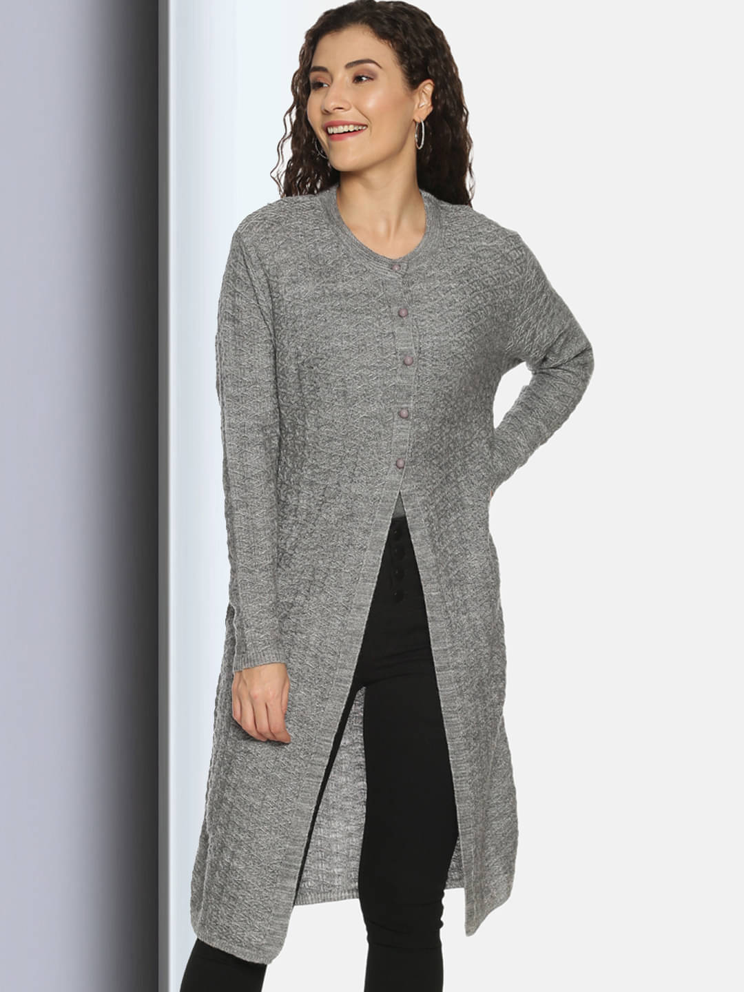 Clapton Acro Wool Grey Buttoned Cardigans - Clapton Acro Wool Grey Buttoned Cardigans -
