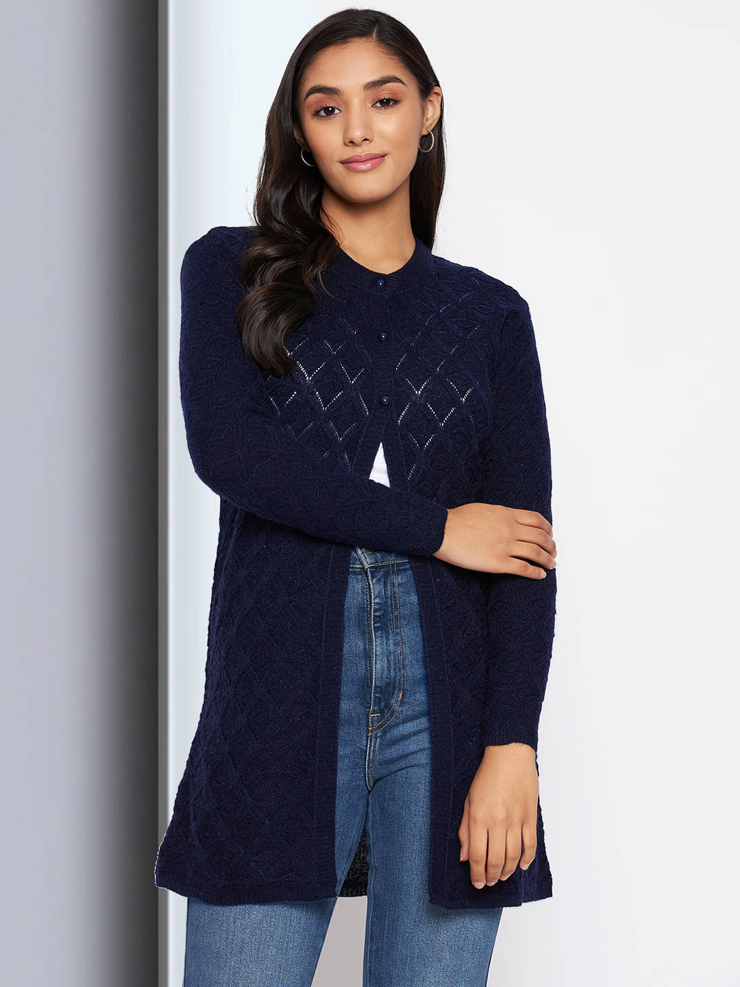 Clapton Acro Wool Navy Buttoned Cardigans - Clapton Acro Wool Navy Buttoned Cardigans -