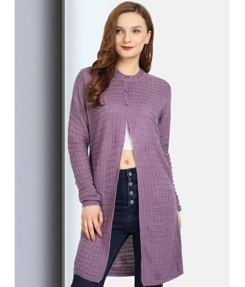 Clapton Acro Wool Purple Buttoned Cardigans -     			Clapton Acro Wool Purple Buttoned Cardigans -