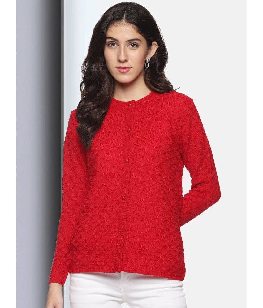 Clapton Acro Wool Red Buttoned Cardigans -     			Clapton Acro Wool Red Buttoned Cardigans -