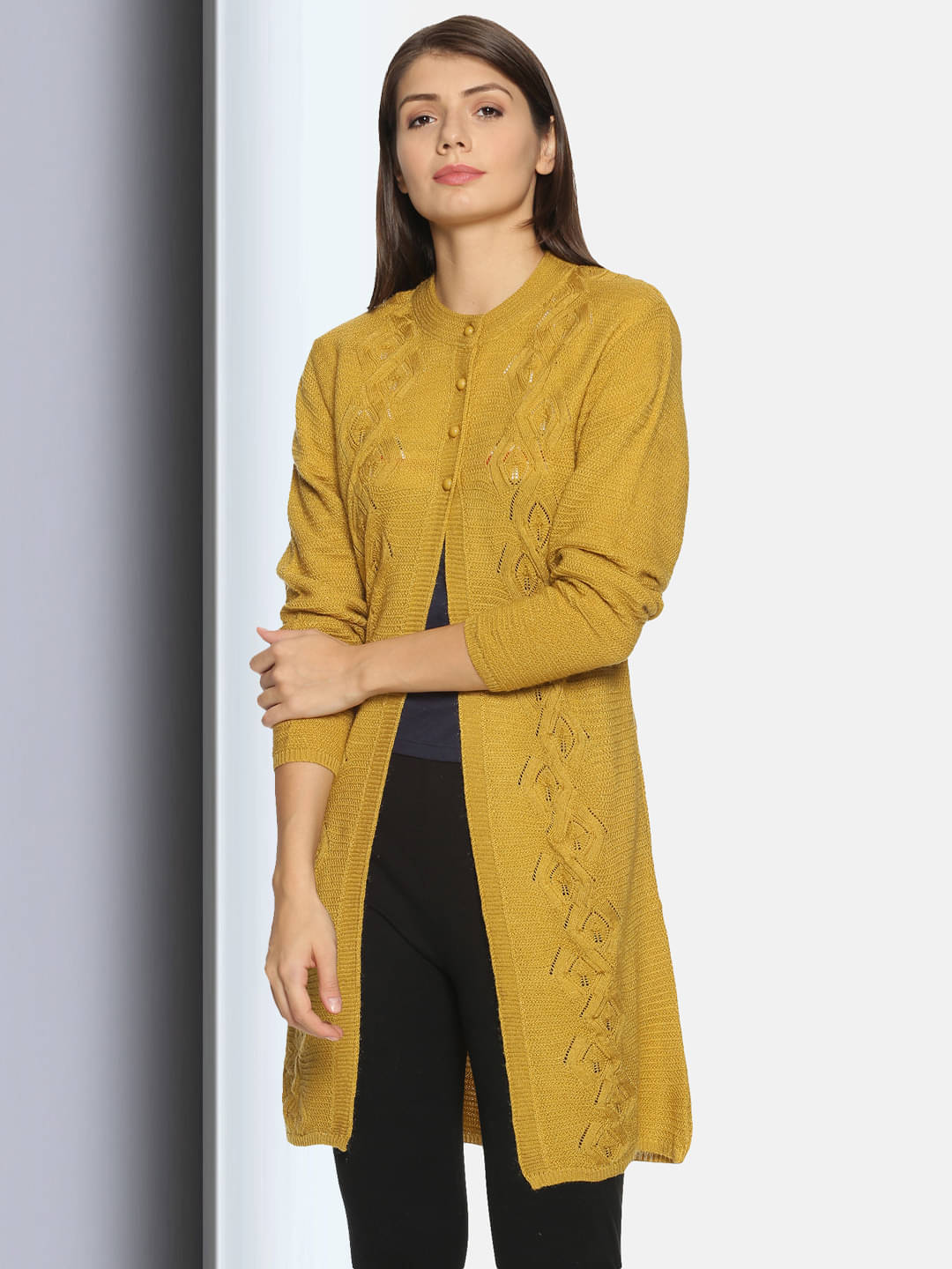 Clapton Acro Wool Yellow Buttoned Cardigans - Clapton Acro Wool Yellow Buttoned Cardigans -