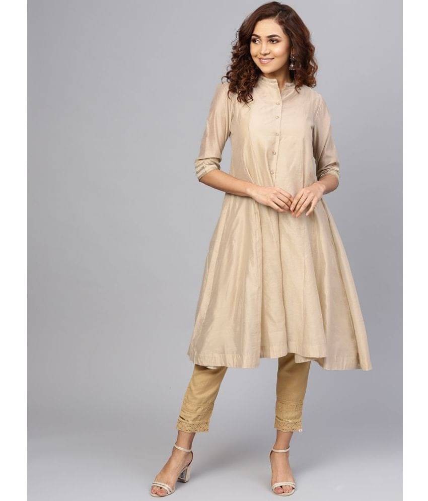 Juniper - Beige Silk Blend Women's A-line Kurti ( Pack of 1 ) Juniper - Beige Silk Blend Women's A-line Kurti ( Pack of 1 )