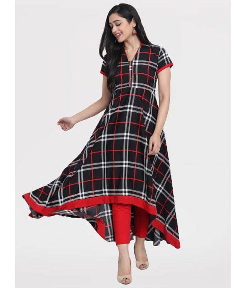 NOWT - Black Crepe Women's Asymmetrical Kurti ( Pack of 1 ) NOWT - Black Crepe Women's Asymmetrical Kurti ( Pack of 1 )