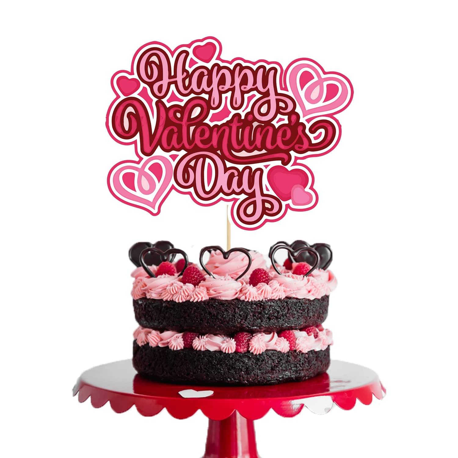     			Zyozi   Happy Valentine’s Day Cake Topper, Valentine’s Day Cake Topper Heart Cake Topper for Valentine’s Day Party Decorations, Wedding Anniversary Party Decorations, Photo Prop