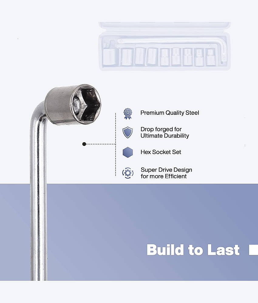 Aldeco 10Pieces Hex Socket Spannar Set with Carry Box for Automobiles/Bike/Car Repair Tools Kit Socket Set (Pack of 10).