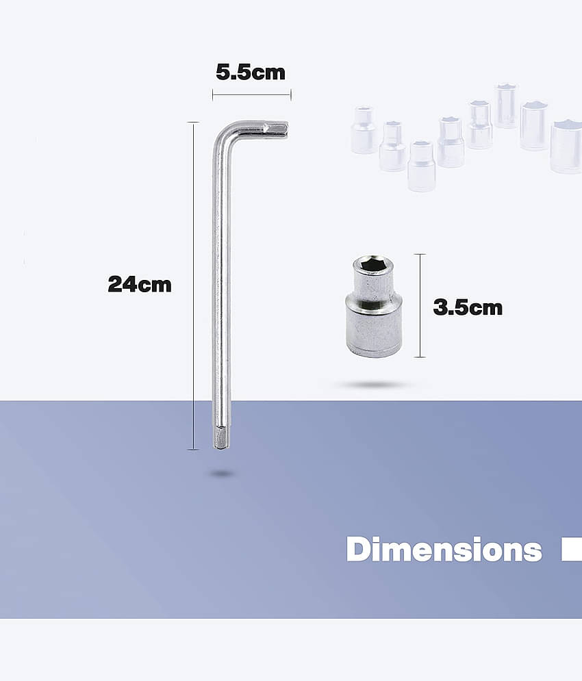 Aldeco 10Pieces Hex Socket Spannar Set with Carry Box for Automobiles/Bike/Car Repair Tools Kit Socket Set (Pack of 10).