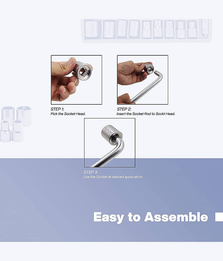 Aldeco 10Pieces Hex Socket Spannar Set with Carry Box for Automobiles/Bike/Car Repair Tools Kit Socket Set (Pack of 10).