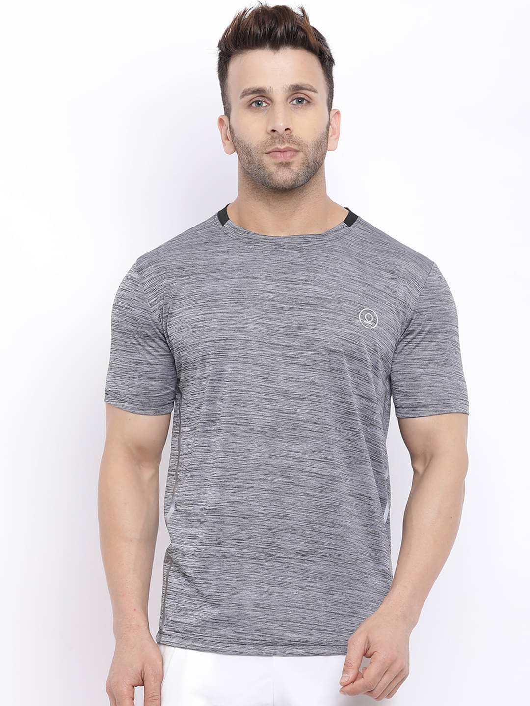 Chkokko - Charcoal Polyester Regular Fit Men's Sports T-Shirt ( Pack of 1 )     			Chkokko - Charcoal Polyester Regular Fit Men's Sports T-Shirt ( Pack of 1 )