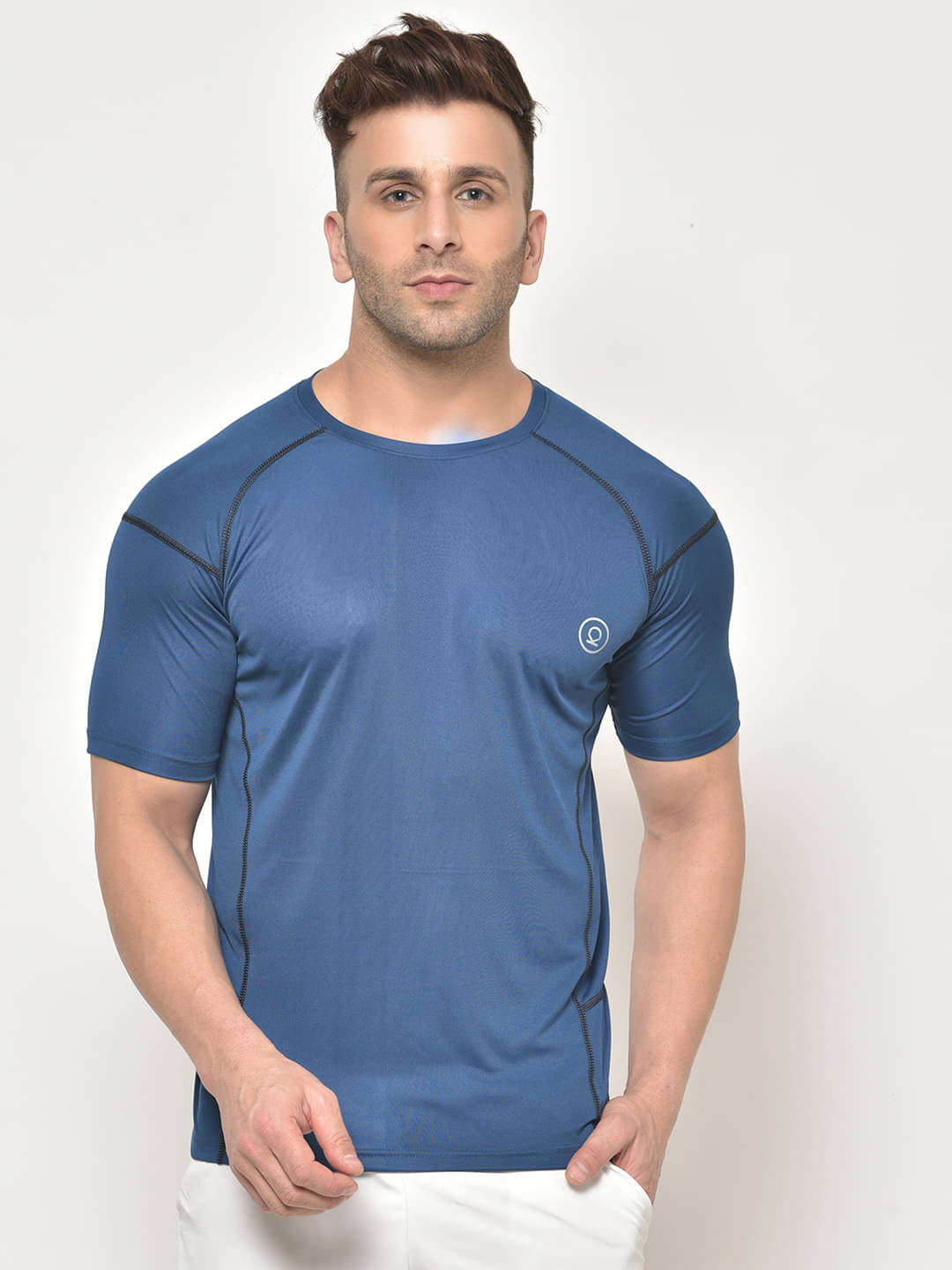 Chkokko - Indigo Polyester Regular Fit Men's Sports T-Shirt ( Pack of 1 )     			Chkokko - Indigo Polyester Regular Fit Men's Sports T-Shirt ( Pack of 1 )