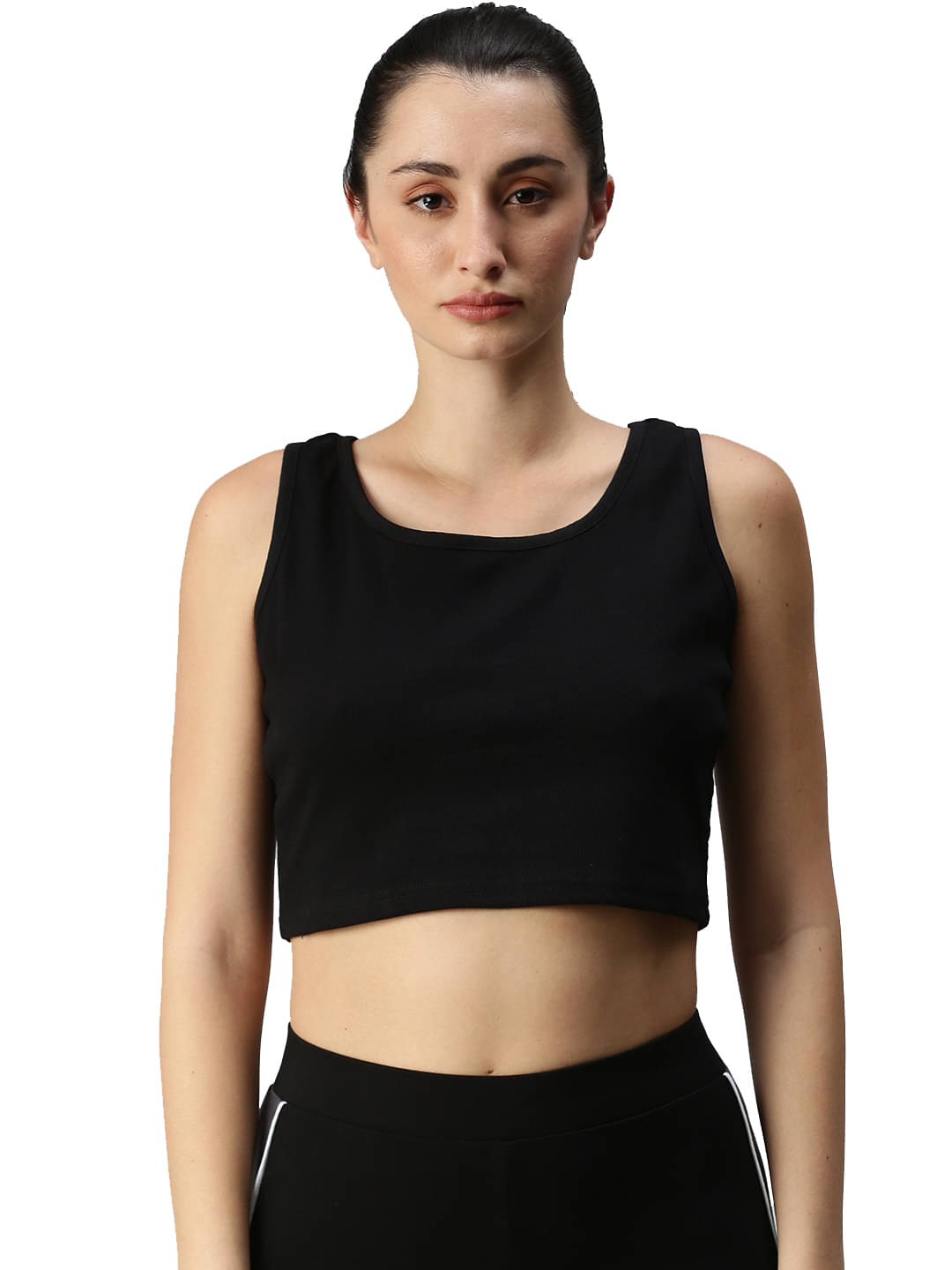    			De Moza Women's Cotton Crop Top ( Black )