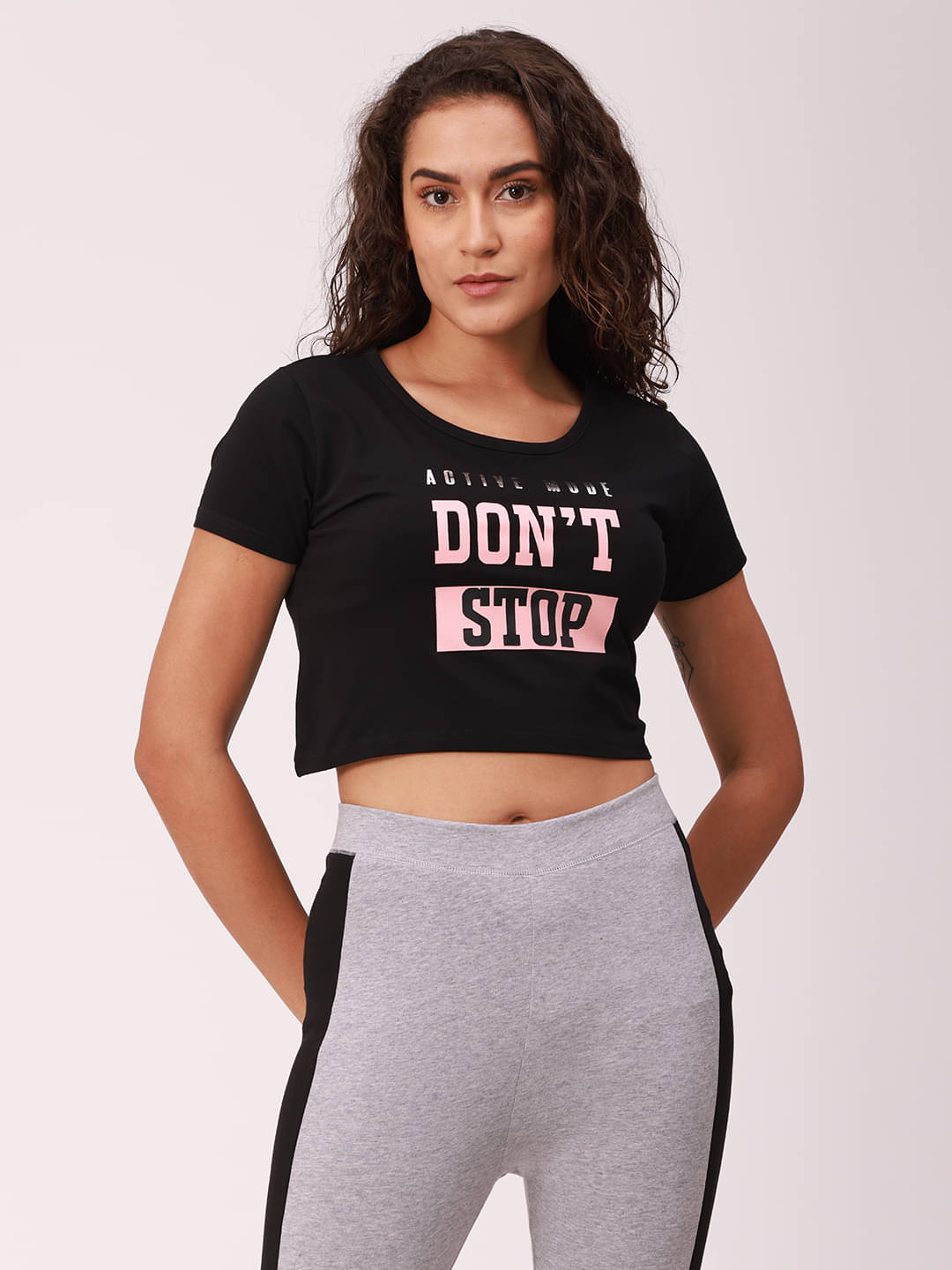     			De Moza Women's Cotton Crop Top ( Black )