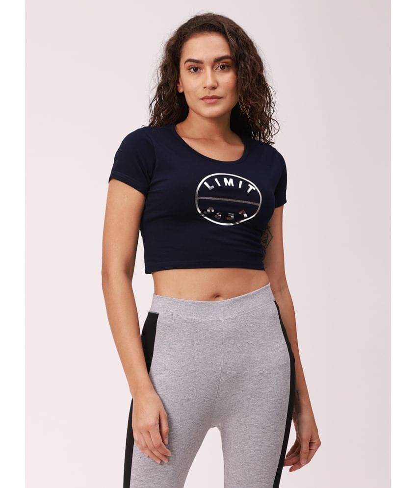     			De Moza Women's Cotton Crop Top ( Navy Blue )