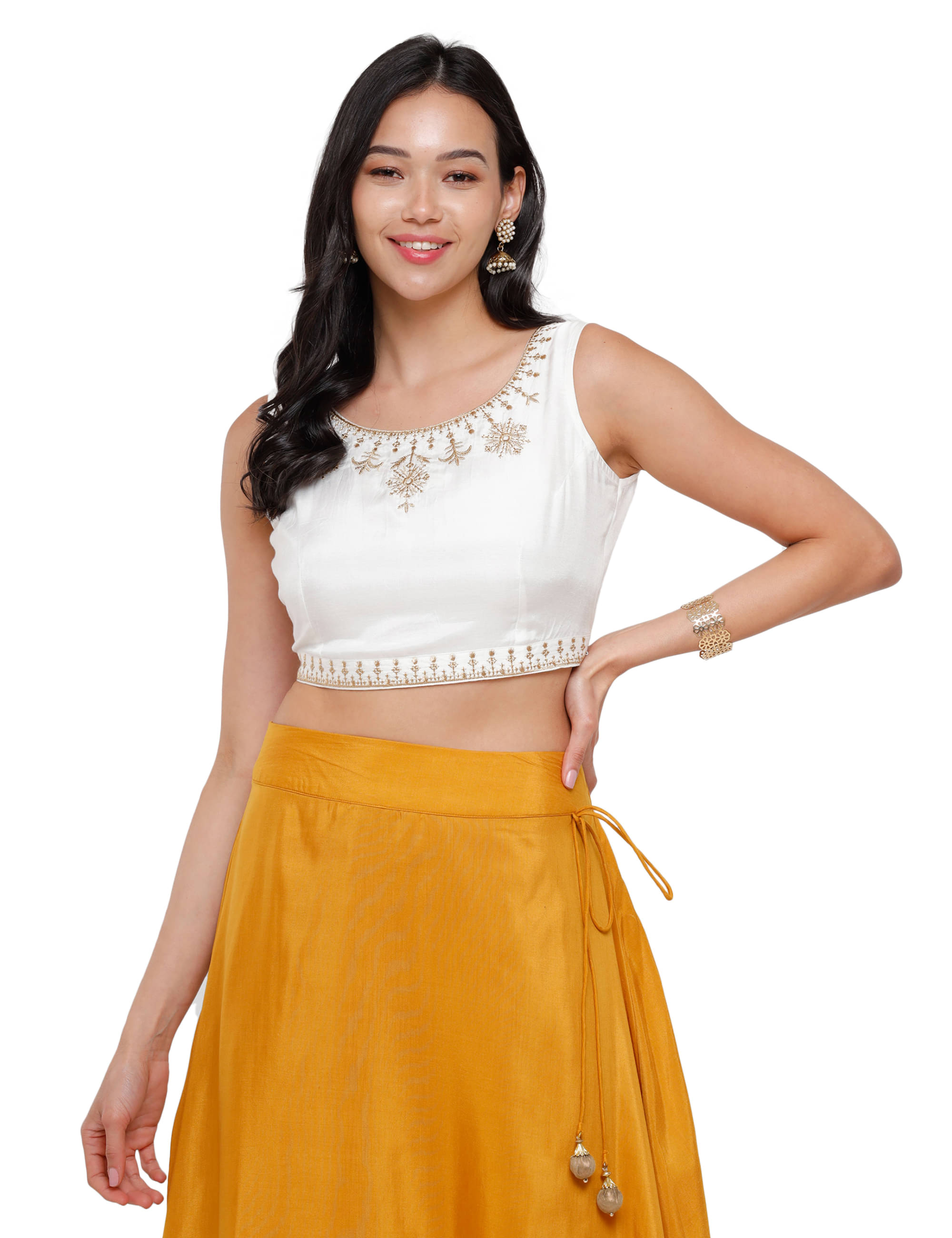     			De Moza - Off White Viscose Women's Crop Top ( Pack of 1 )