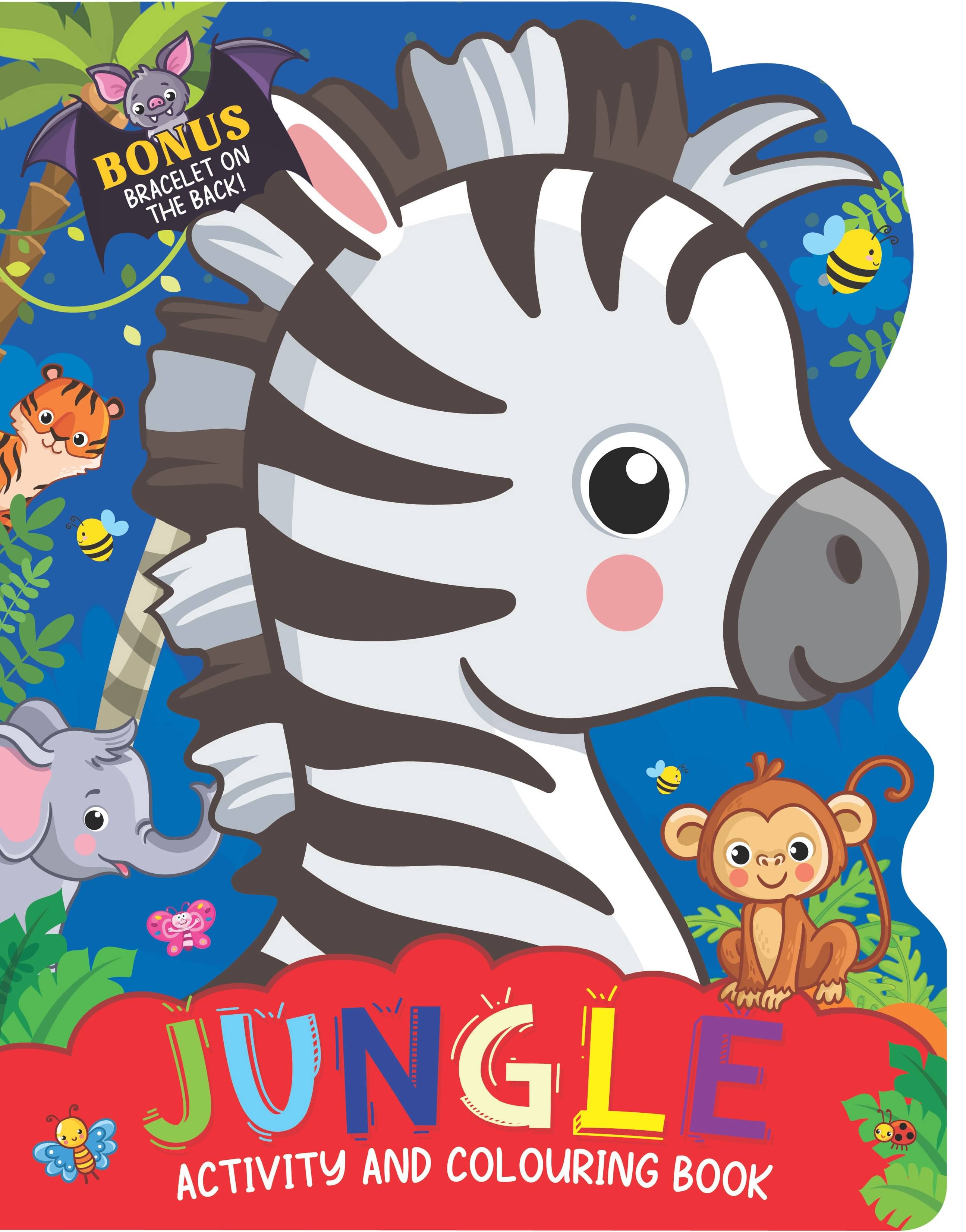     			Jungle Activity and Colouring Book- Die Cut Animal Shaped Book : Interactive & Activity  Children Book by Dreamland Publications 9789394767560