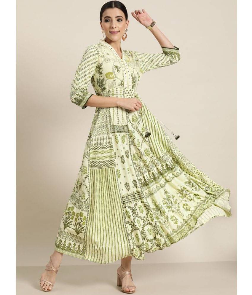 Juniper Women Rayon Printed Fit & Flare Dress ( Lime Green ) Juniper Women Rayon Printed Fit & Flare Dress ( Lime Green )