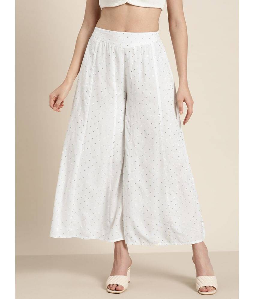Juniper - Off White Rayon Flared Women's Palazzos ( Pack of 1 ) Juniper - Off White Rayon Flared Women's Palazzos ( Pack of 1 )
