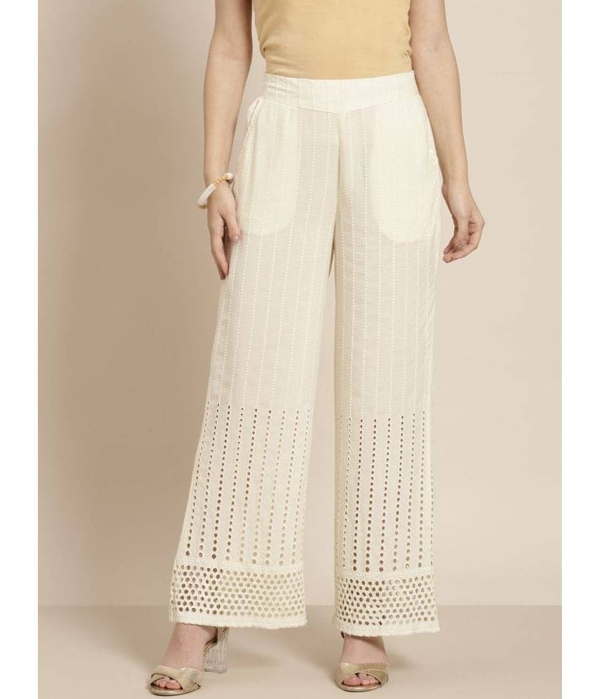     			Juniper - Off White Rayon Flared Women's Palazzos ( Pack of 1 )