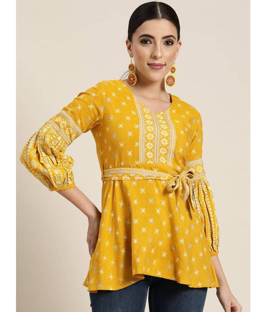 Juniper - Yellow Rayon Women's A-Line Top ( Pack of 1 ) Juniper - Yellow Rayon Women's A-Line Top ( Pack of 1 )