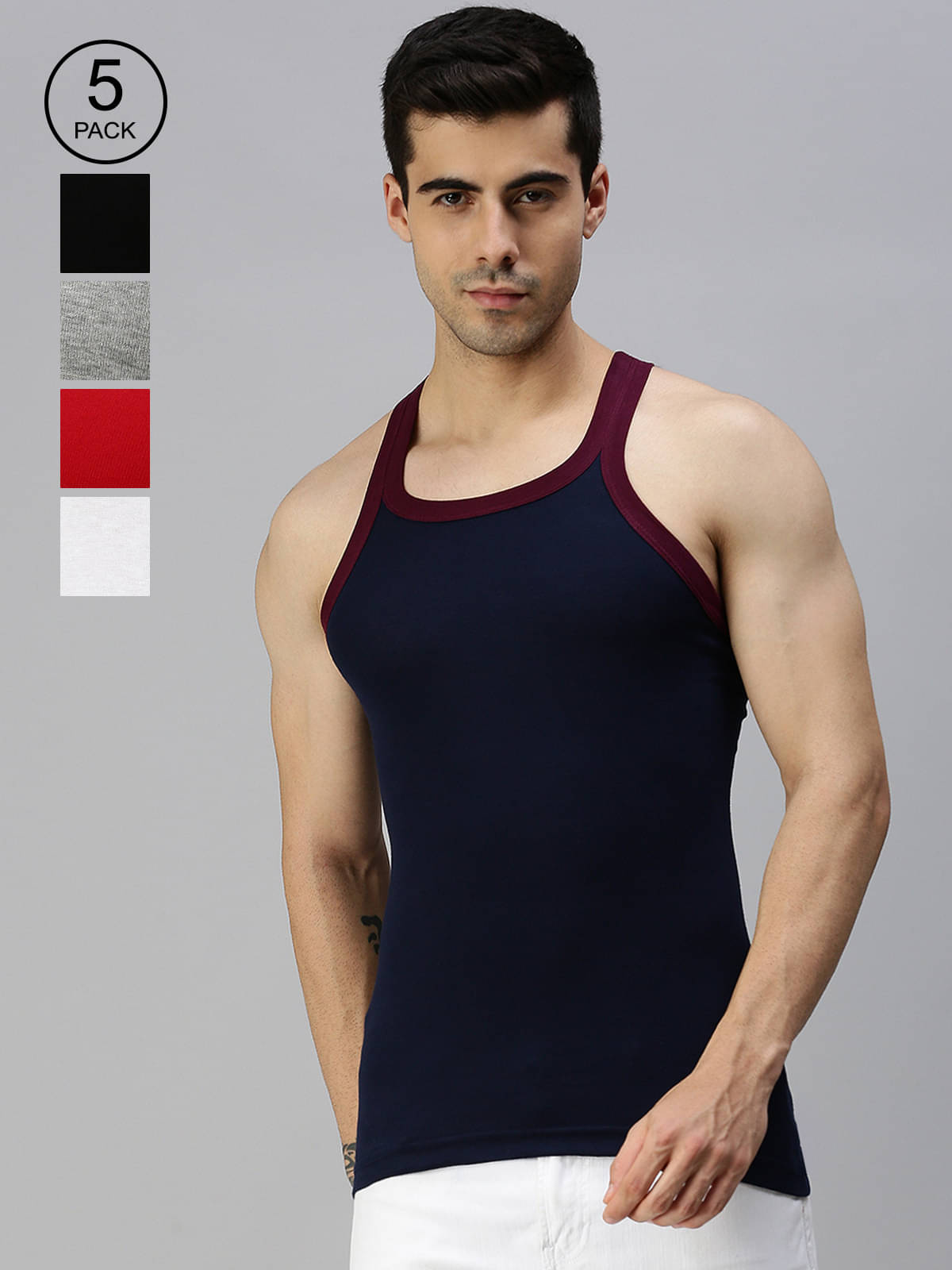 Pack of 5 Lux Cozi - Multi Cotton Blend Men's Vest Pack of 5 Lux Cozi - Multi Cotton Blend Men's Vest