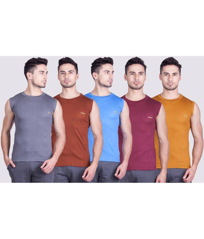 Pack of 5 Lux Cozi - Multi Cotton Blend Men's Vest - Nightwear & Loungewear | Buy online on ZillyBuy