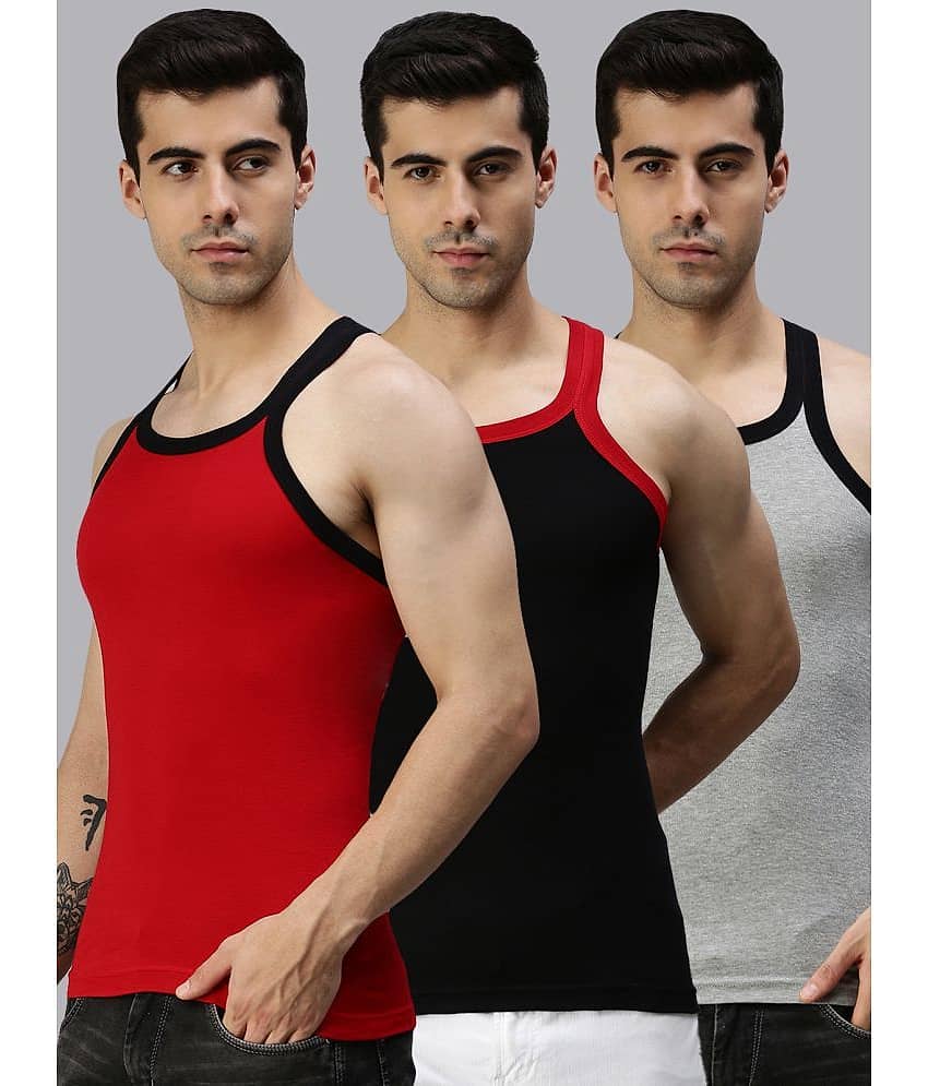 Pack of 3 Lux Cozi - Multi Cotton Blend Men's Vest - Nightwear & Loungewear | Buy online on ZillyBuy