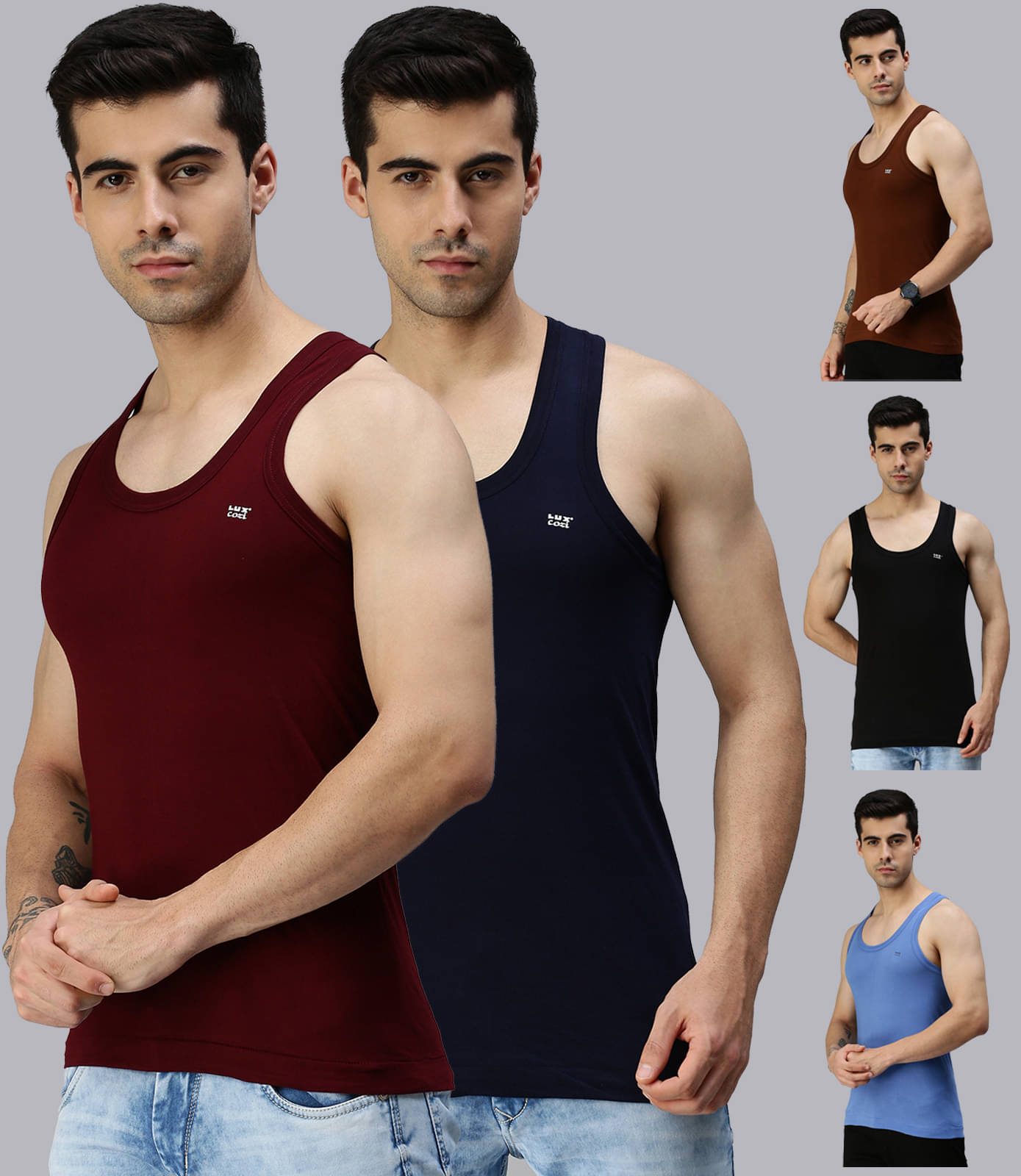     			Pack of 5 Lux Cozi - Multi Cotton Blend Men's Vest