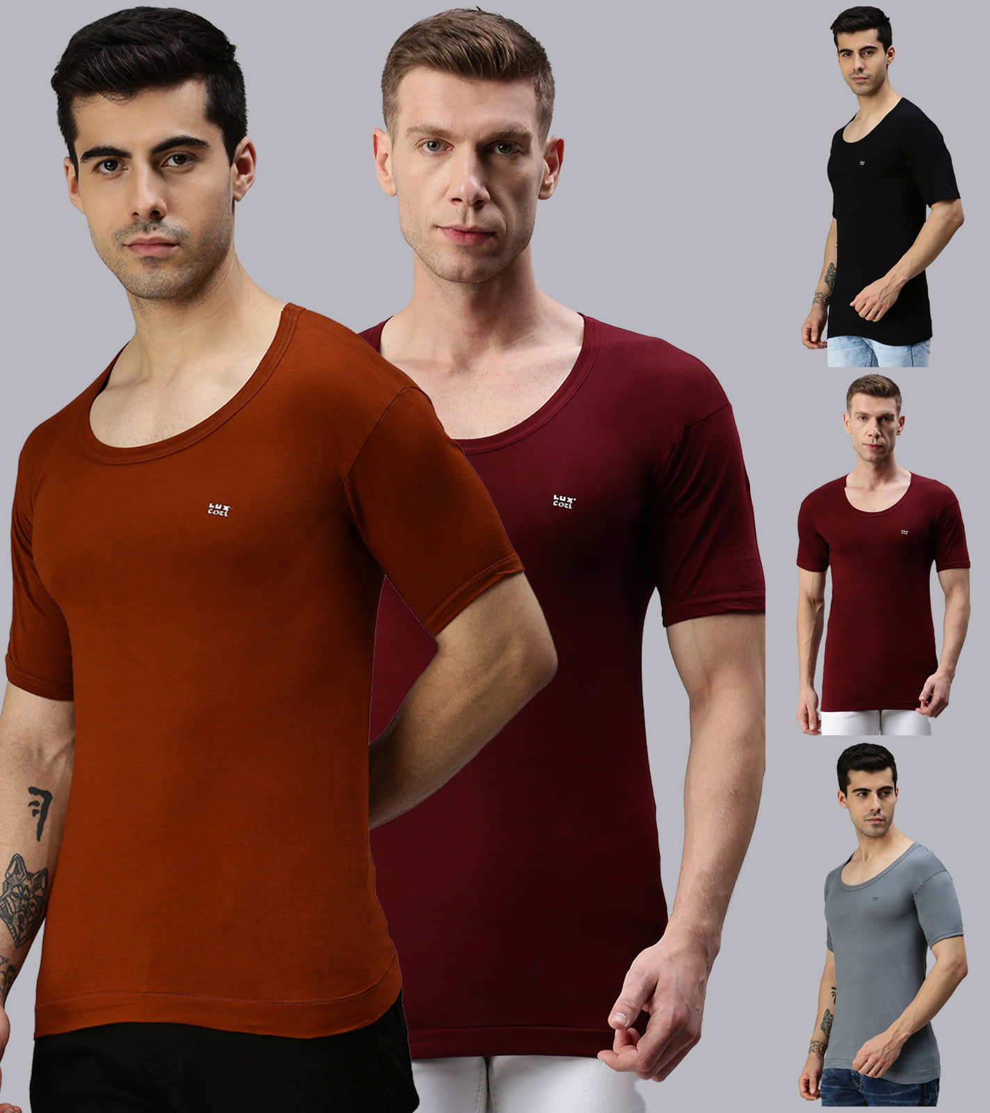 Pack of 5 Lux Cozi - Multi Cotton Blend Men's Vest - Nightwear & Loungewear | Buy online on ZillyBuy