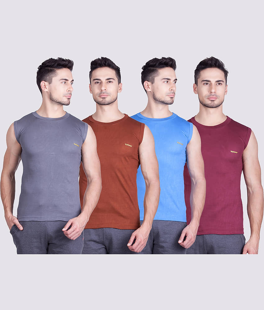 Pack of 4 Lux Cozi - Multi Cotton Blend Men's Vest - Nightwear & Loungewear | Buy online on ZillyBuy
