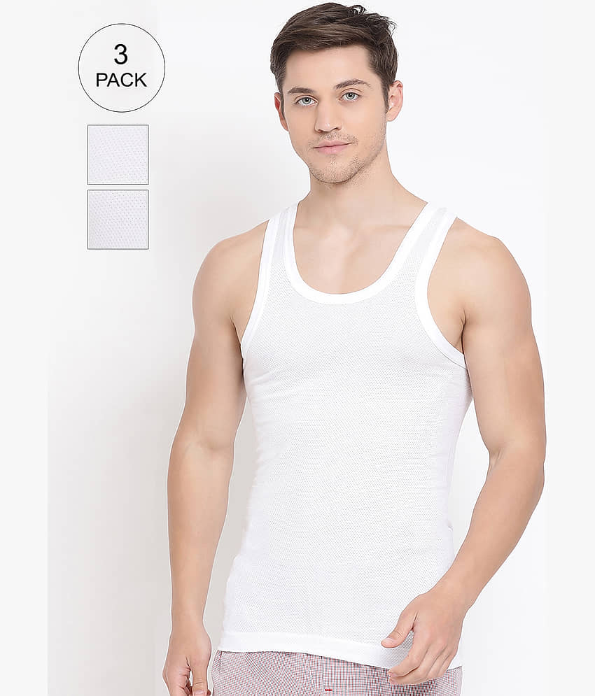 Pack of 3 Lux Cozi - White Cotton Blend Men's Vest - Nightwear & Loungewear | Buy online on ZillyBuy
