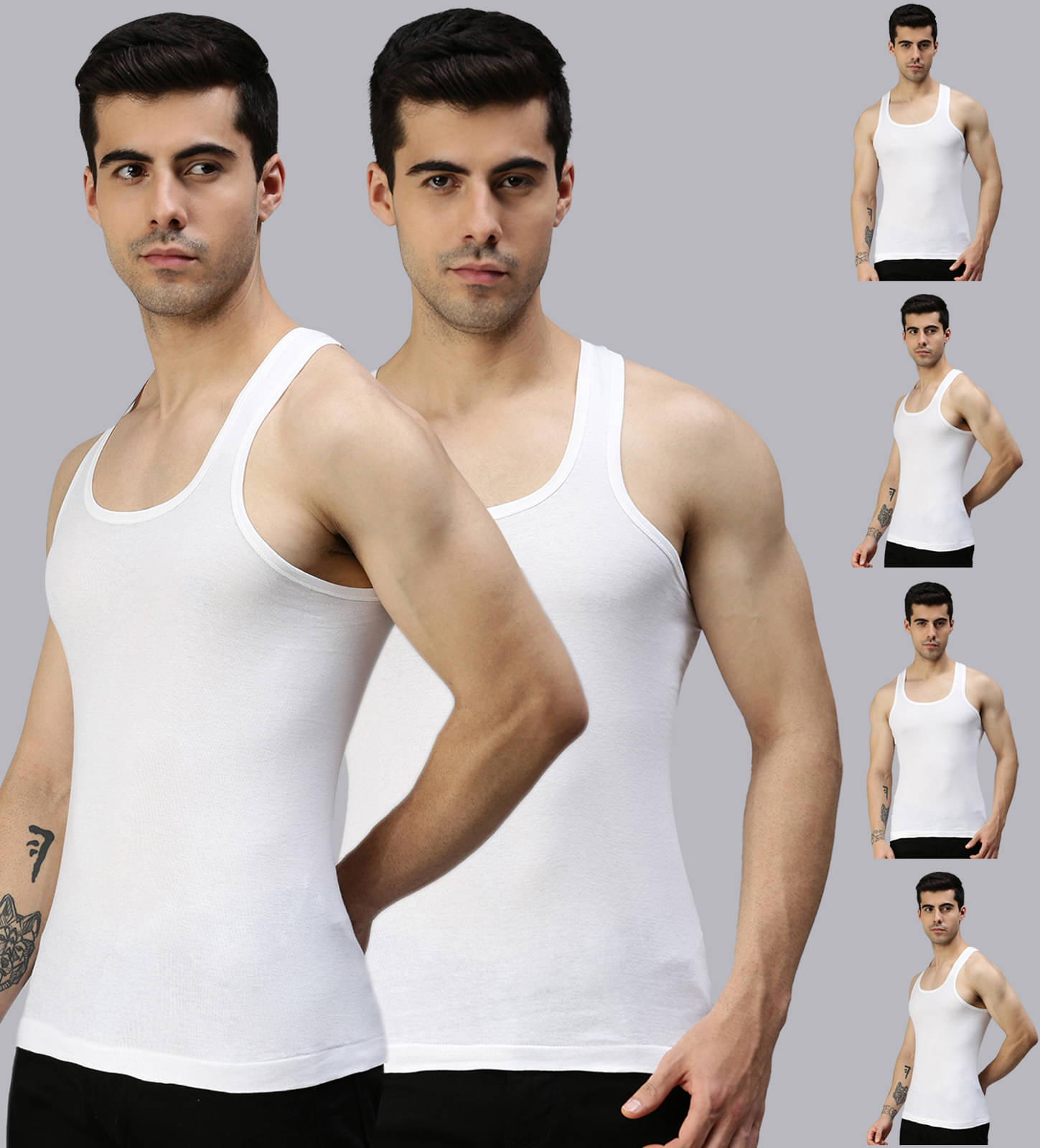 Pack of 6 Lux Cozi - White Cotton Blend Men's Vest     			Pack of 6 Lux Cozi - White Cotton Blend Men's Vest