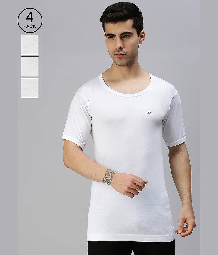 Pack of 4 Lux Cozi - White Cotton Blend Men's Vest - Nightwear & Loungewear | Buy online on ZillyBuy